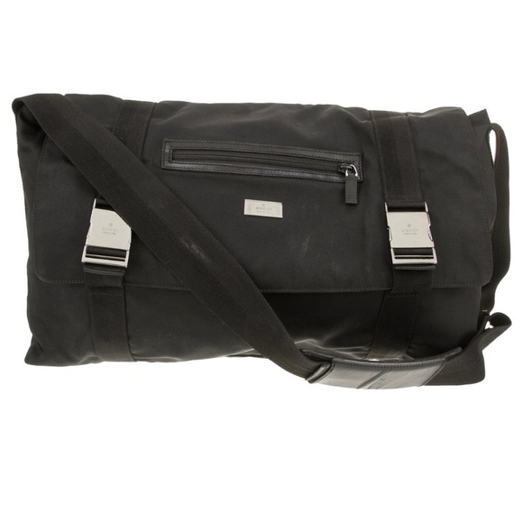 GUCCI Black Nylon Unisex Silver Metal Buckle Shoulder Messenger Bag 122375 - Picture 14 of 14